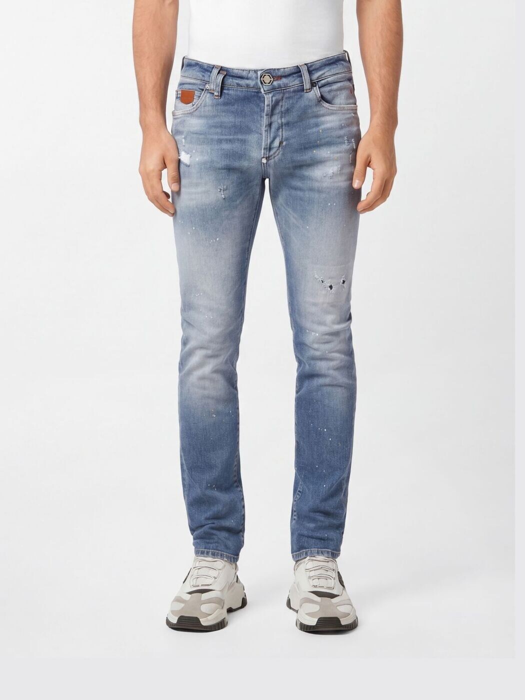 フィリップ 飾り気の無い PHILIPP PLEIN ジーンズ メンズ 青味 Jeans FAECMDT4138PDE004N Denim 関税 貨物輸送無料 2026SS gi