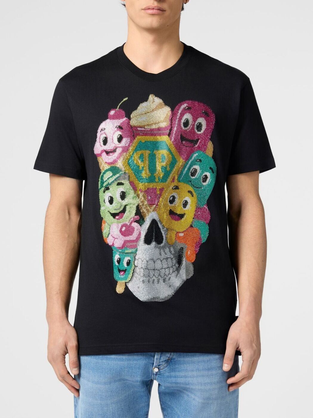 フィリップ 飾り気の無い PHILIPP PLEIN プルオーバー メンズ 黒いこと T-shirts PAFCMTK9054PJY002N 関税 貨物輸送無料 2026SS gi
