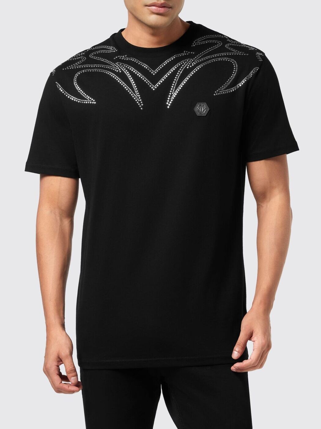 フィリップ 飾り気のない PHILIPP PLEIN ティーシャツ メンズ 黒いこと T-shirts AAECMTK8736PJY002N 関税 貨物輸送無料 2026SS gi