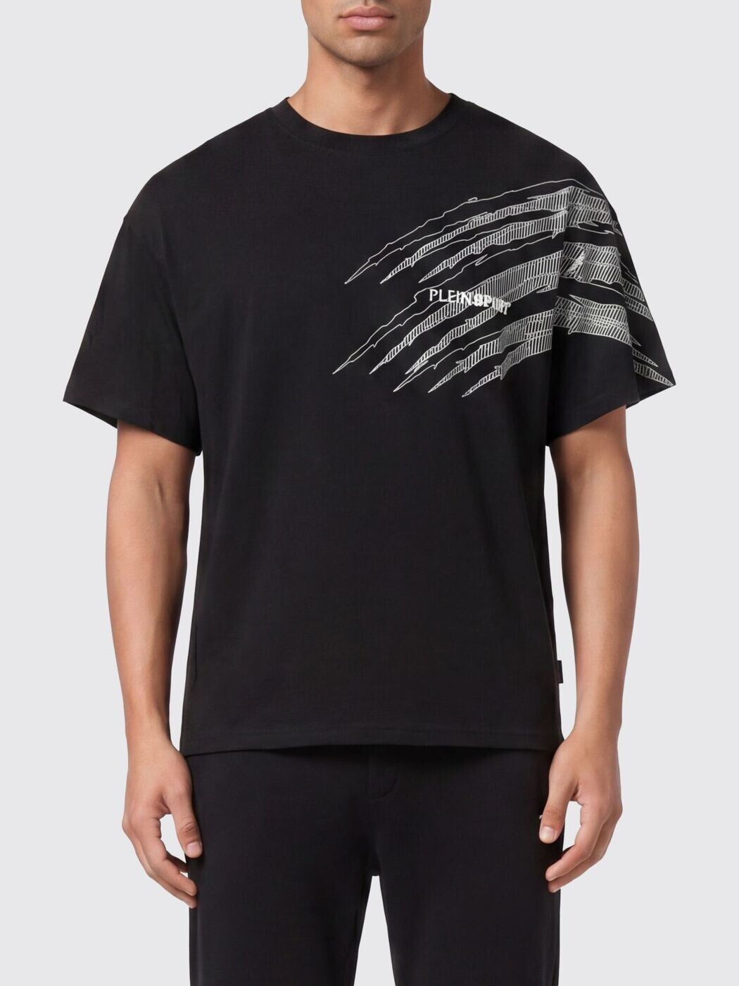 飾り気の無い運動競技 PLEIN SPORT プルオーバー メンズ 黒いこと T-shirts AAECMTK8766STE001N 関税 貨物輸送無料 2026SS gi