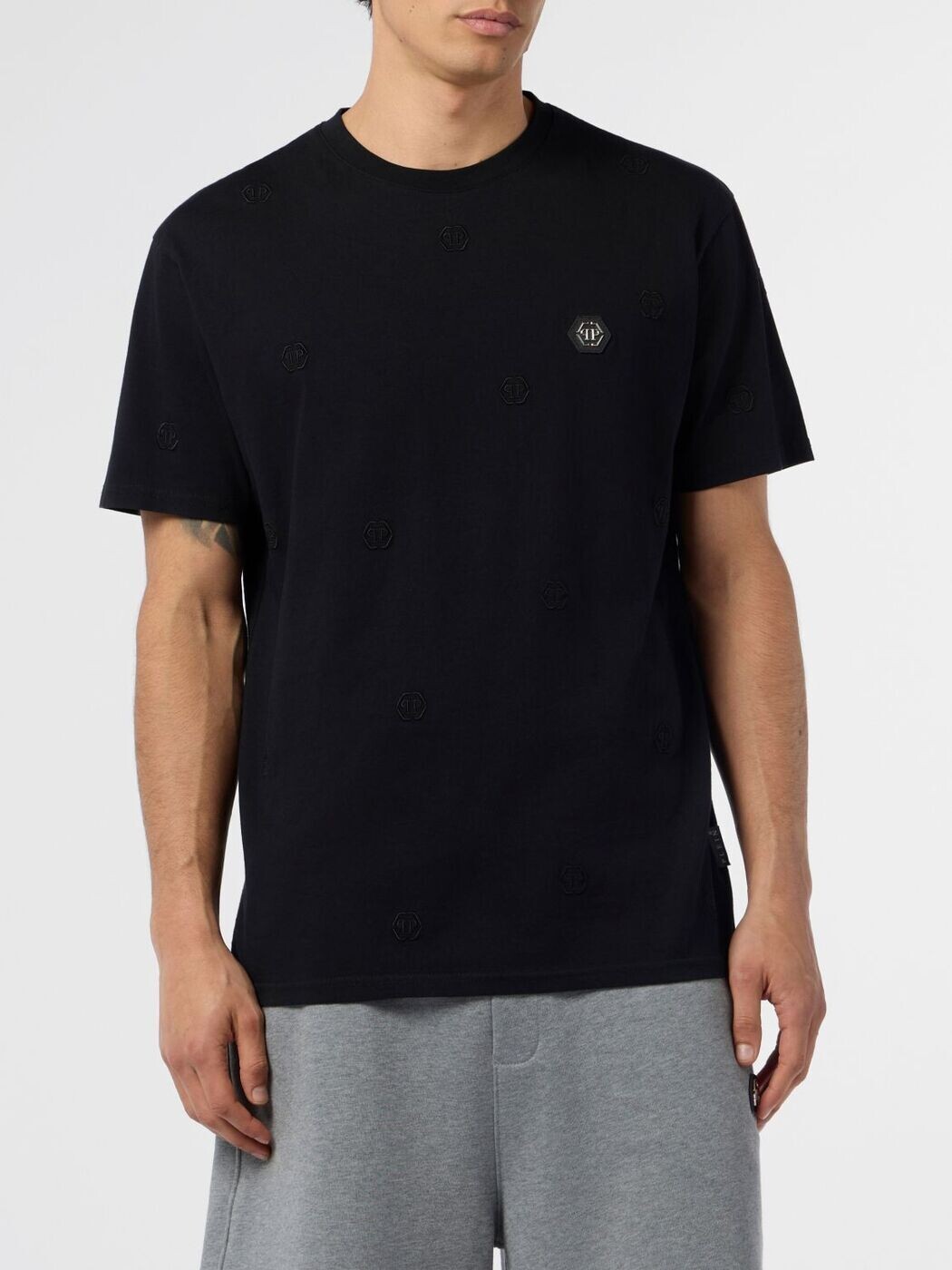 フィリップ 飾り気の無い PHILIPP PLEIN プルオーバー メンズ 黒いこと T-shirts SAFCMTK8729PJY002N 関税 貨物輸送無料 2026SS gi