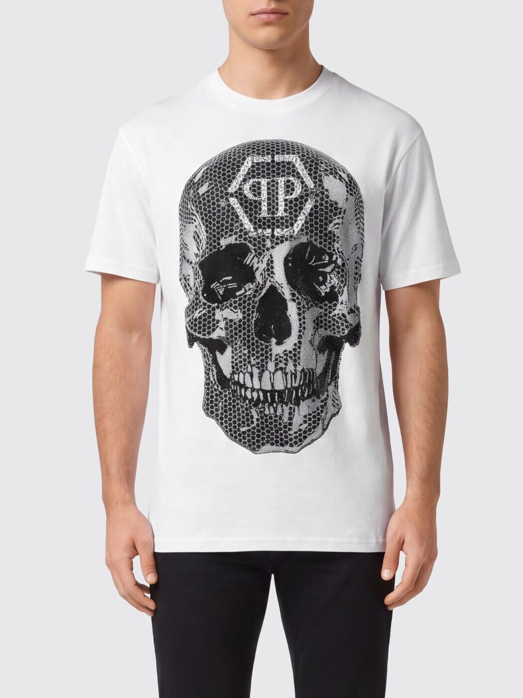 フィリップ 飾り気のない PHILIPP PLEIN ティーシャツ メンズ 白いこと T-shirts FAECMTK8440PJY002N 関税 貨物輸送無料 2026SS gi