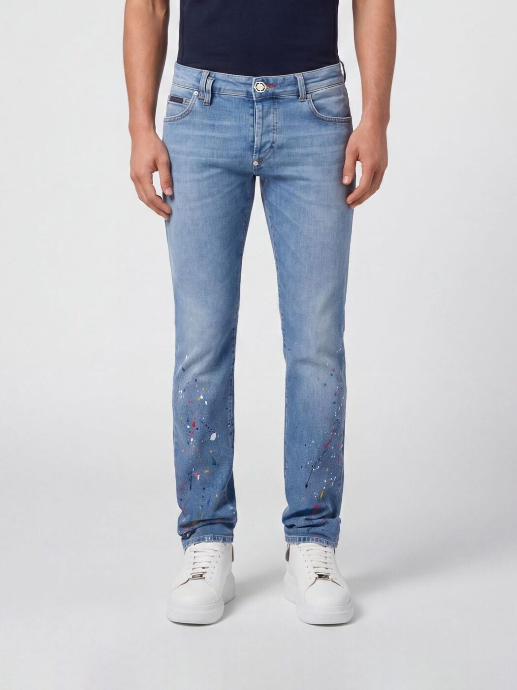 フィリップ 飾り気の無い PHILIPP PLEIN ジーンズ メンズ 青味 Jeans SAFCMDT4299PDE004N Denim 関税 貨物輸送無料 2026SS gi