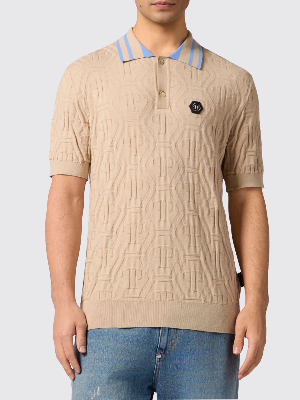 フィリップ 飾り気の無い PHILIPP PLEIN スポーツシャツ メンズ ベージュ Polo shirts SAFCMKK0322PKN002N 関税 貨物輸送無料 2026SS gi