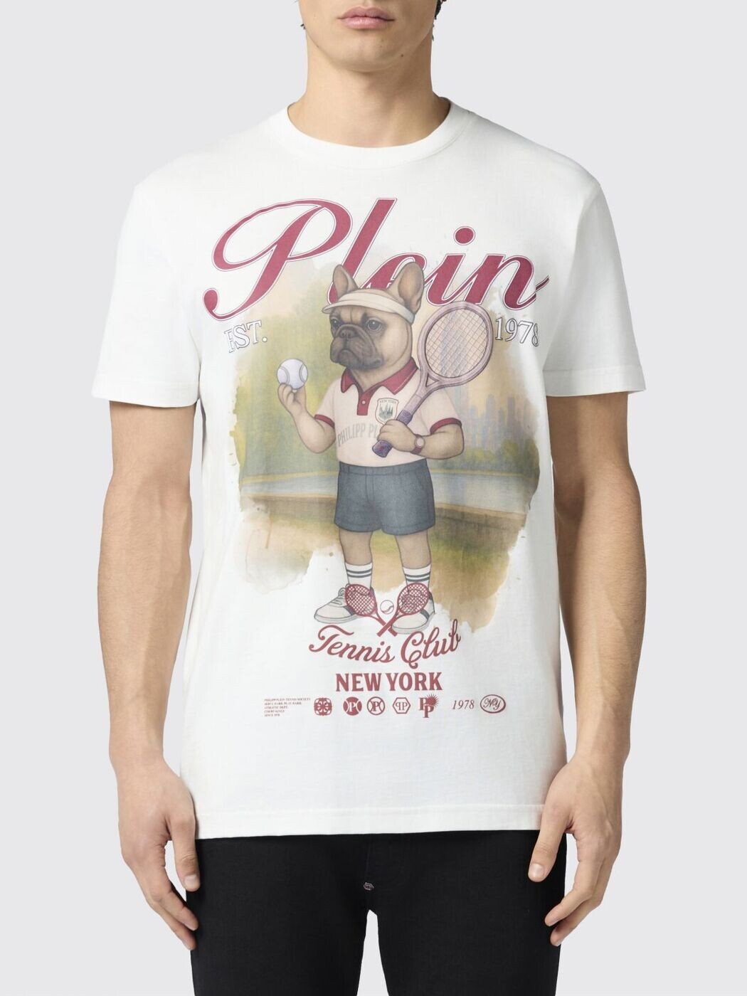 フィリップ 飾り気のない PHILIPP PLEIN ティーシャツ メンズ 白いこと T-shirts PAFCMTK9006PJY002N 関税 貨物輸送無料 2026SS gi