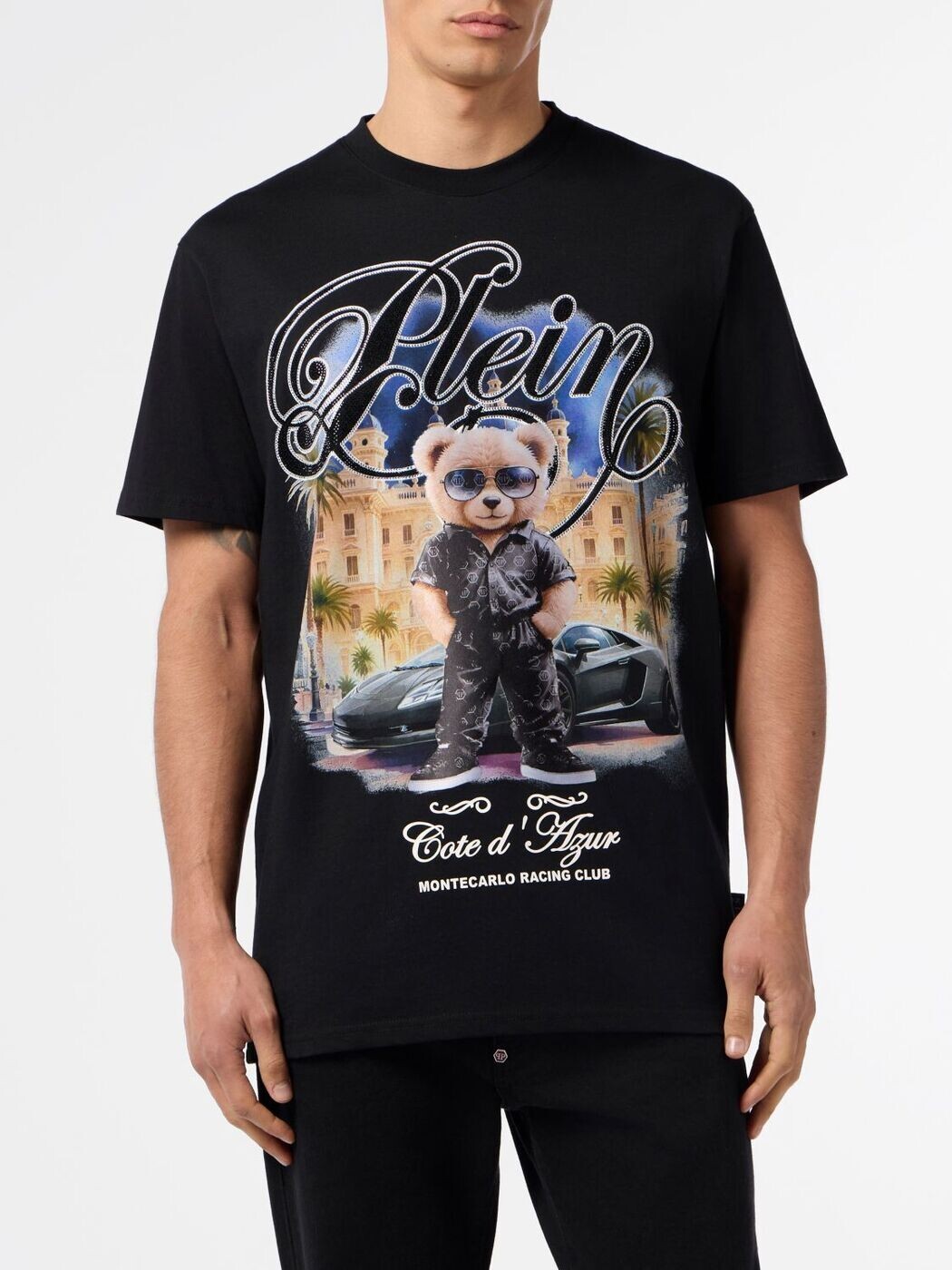フィリップ 飾り気のない PHILIPP PLEIN ティーシャツ メンズ 黒いこと T-shirts SAFCMTK8894PJY002N 関税 貨物輸送無料 2026SS gi