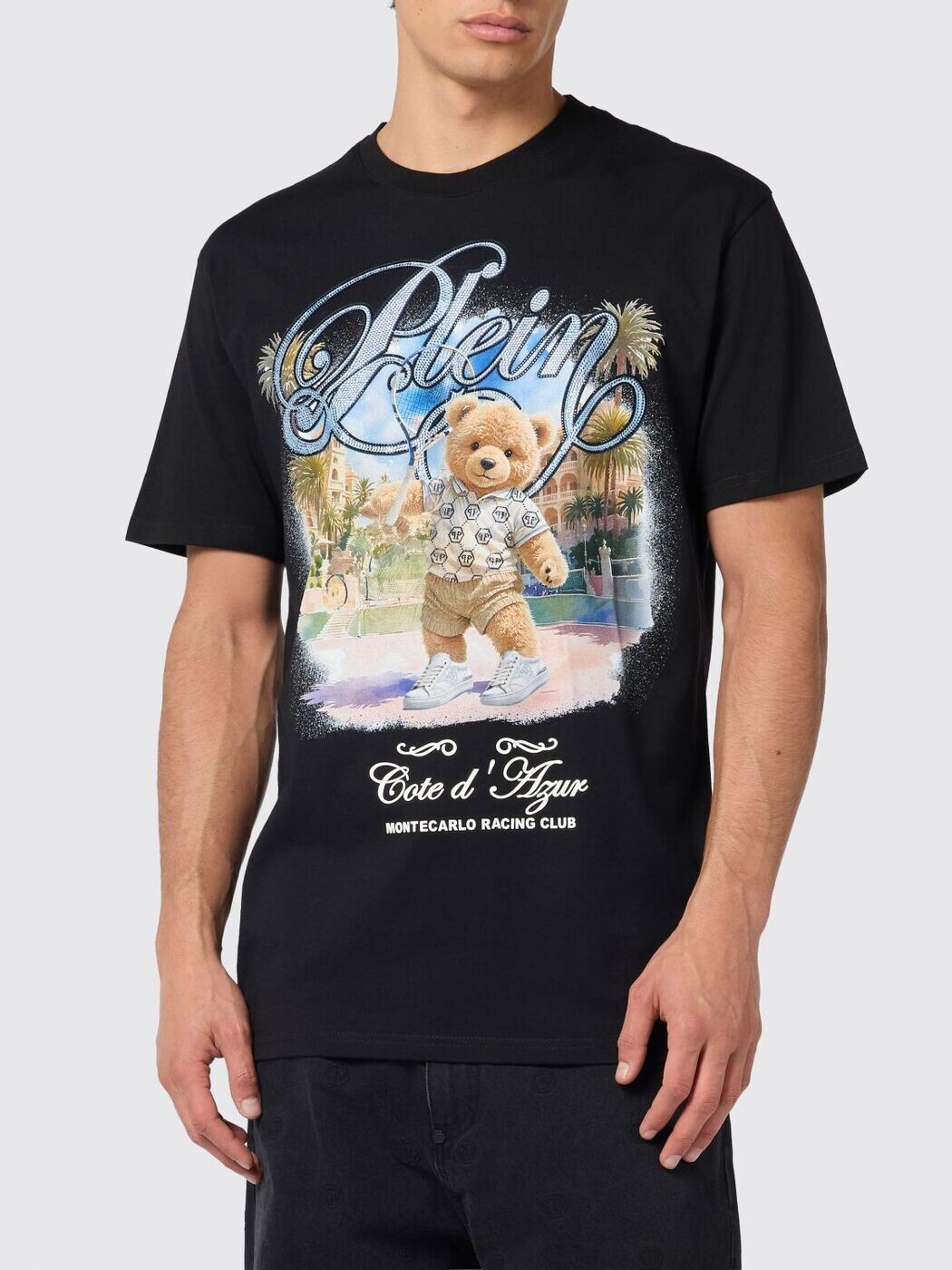フィリップ 飾り気のない PHILIPP PLEIN ティーシャツ メンズ 黒いこと T-shirts SAFCMTK8893PJY002N 関税 貨物輸送無料 2026SS gi