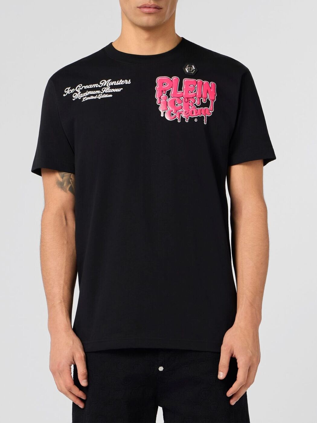 フィリップ 飾り気のない PHILIPP PLEIN ティーシャツ メンズ 黒いこと T-shirts PAFCMTK8998PJY002N 関税 貨物輸送無料 2026SS gi