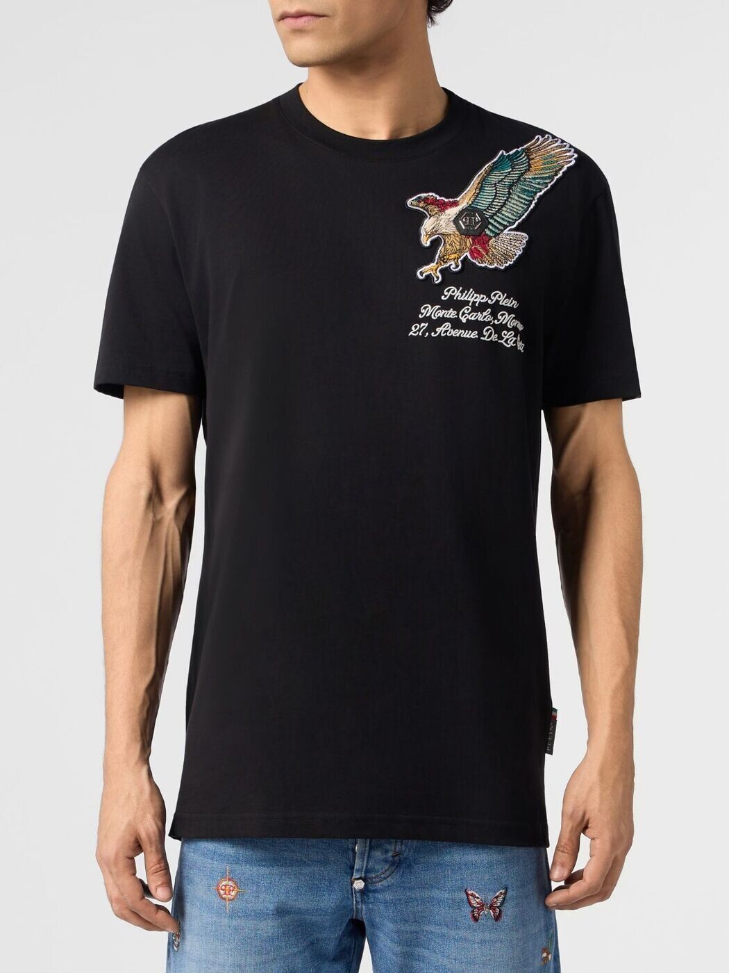 フィリップ 飾り気の無い PHILIPP PLEIN ティーシャツ メンズ 黒いこと T-shirts SAFCMTK8956PJY002N 関税 貨物輸送無料 2026SS gi