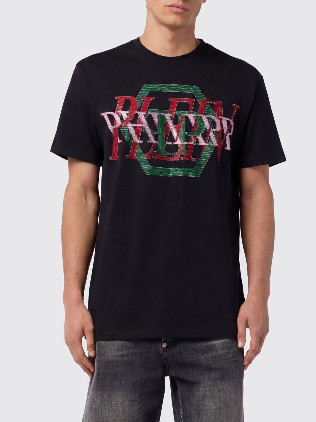 フィリップ 飾り気のない PHILIPP PLEIN ティーシャツ メンズ 黒いこと T-shirts SAFCMTK8898PJY002N 関税 貨物輸送無料 2026SS gi