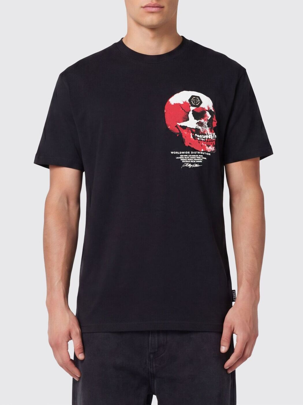 フィリップ 飾り気の無い PHILIPP PLEIN プルオーバー メンズ 黒いこと T-shirts SAFCMTK8703PJY002N 関税 貨物輸送無料 2026SS gi