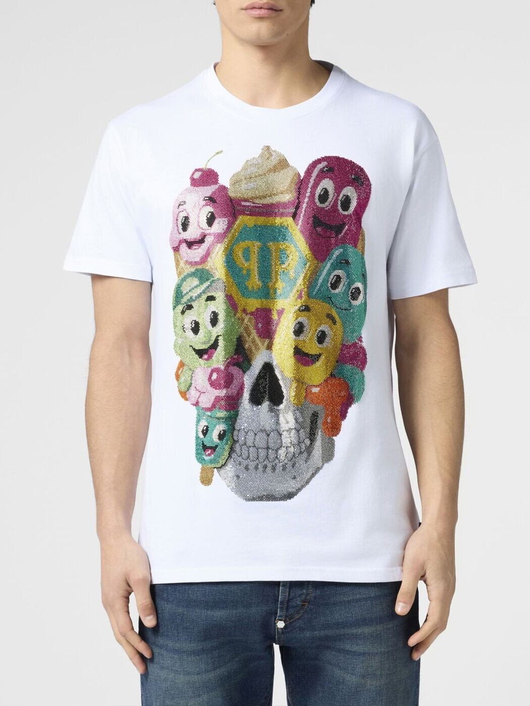 フィリップ 飾り気の無い PHILIPP PLEIN プルオーバー メンズ 白いこと T-shirts PAFCMTK9054PJY002N 関税 貨物輸送無料 2026SS gi