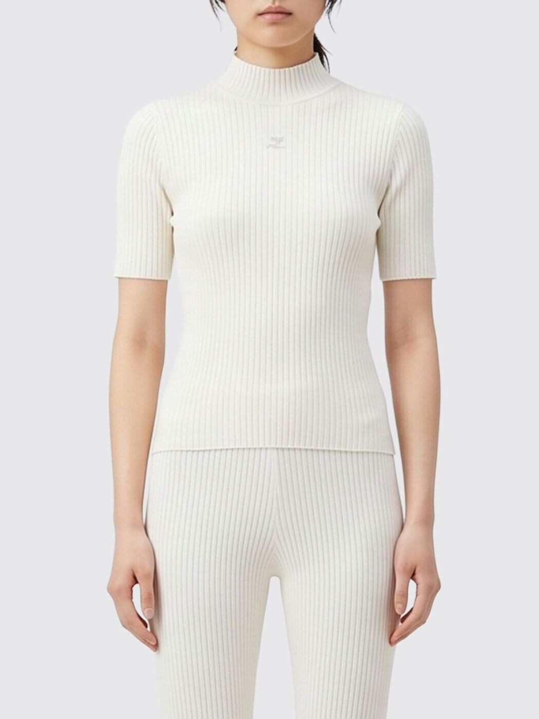 クレージュ COURREGES ティーシャツ 編み物御召しもの レディース 白いこと Knitwear PERMPU026FI0001 関税 貨物輸送無料 2026SS gi
