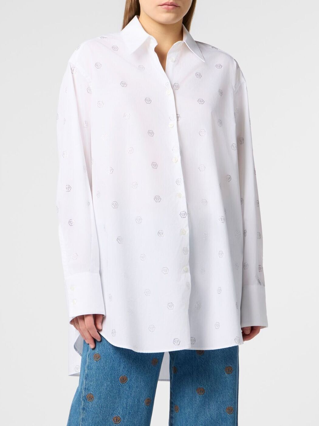 フィリップ飾り気のない PHILIPP PLEIN プルオーバー レディース 白いこと Shirts SAFCWRP0560PTE021N 関税 貨物輸送無料 2026SS gi