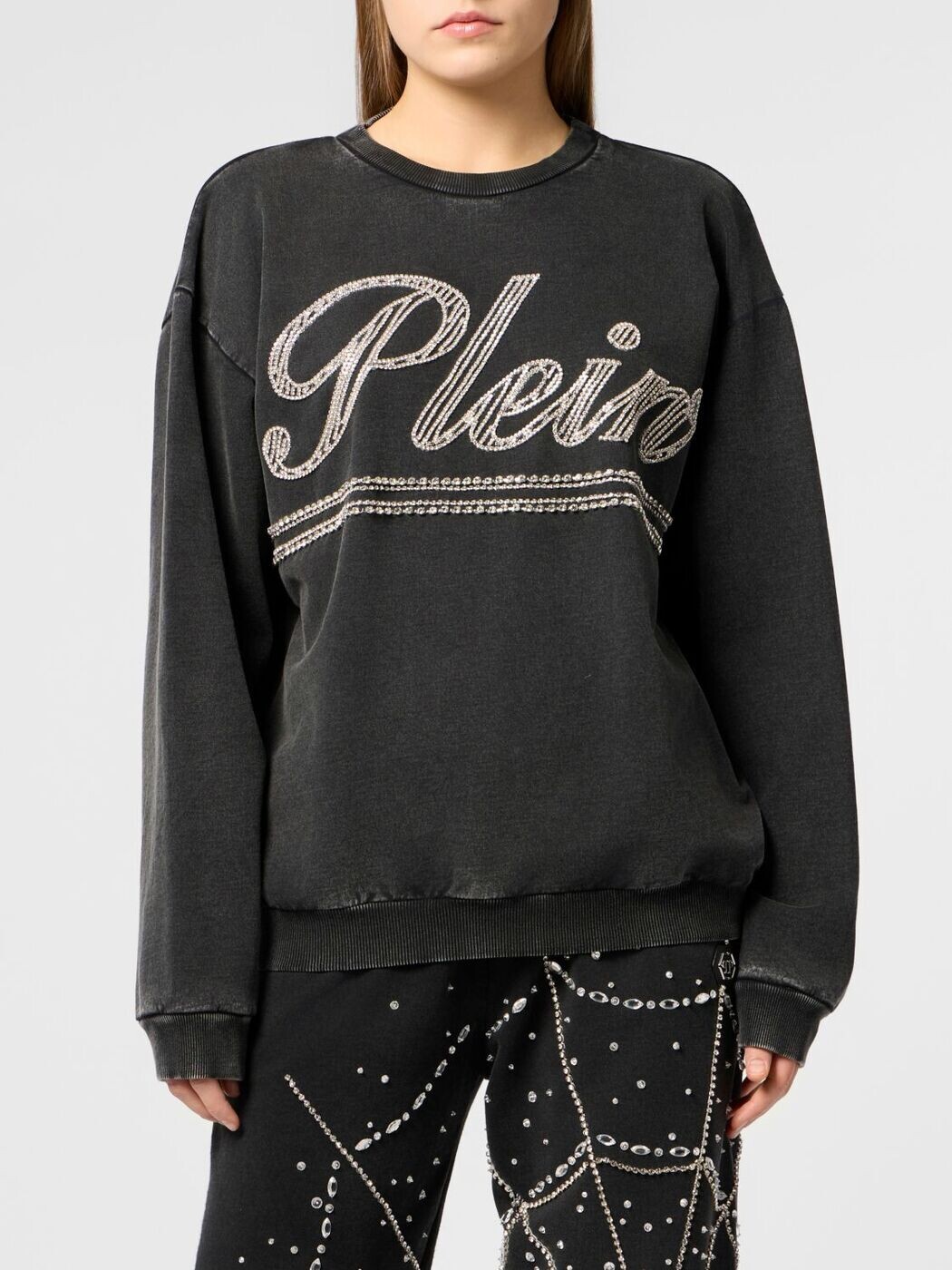 フィリップ飾り気のない PHILIPP PLEIN 調教師 レディース 黒いこと Sweatshirts SAFCWJO1092PTE004N 関税 貨物輸送無料 2026SS gi