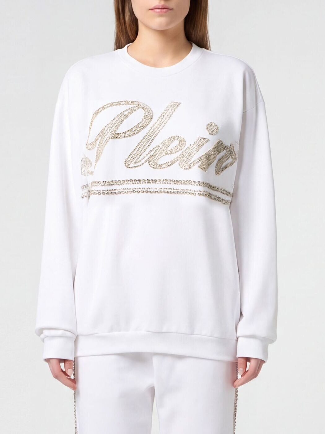 フィリップ飾り気のない PHILIPP PLEIN 調教師 レディース 白いこと Sweatshirts SAFCWJO1092PTE004N 関税 貨物輸送無料 2026SS gi