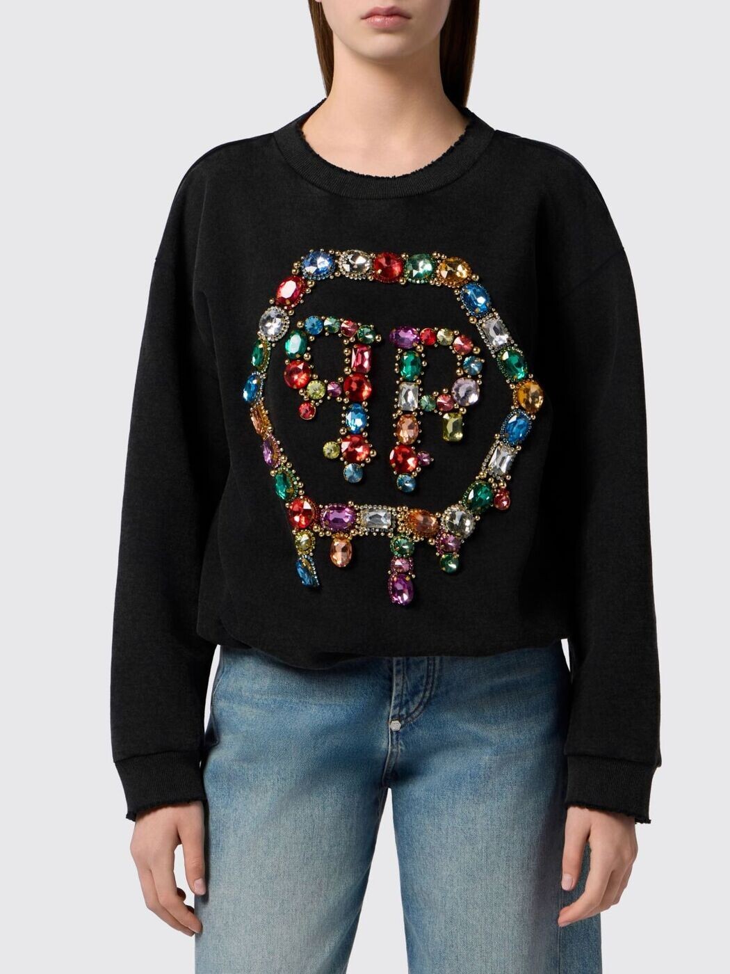 フィリップ飾り気の無い PHILIPP PLEIN 調教師 レディース 黒いこと Sweatshirts PAFCWJO1113PTE180N 関税 貨物輸送無料 2026SS gi