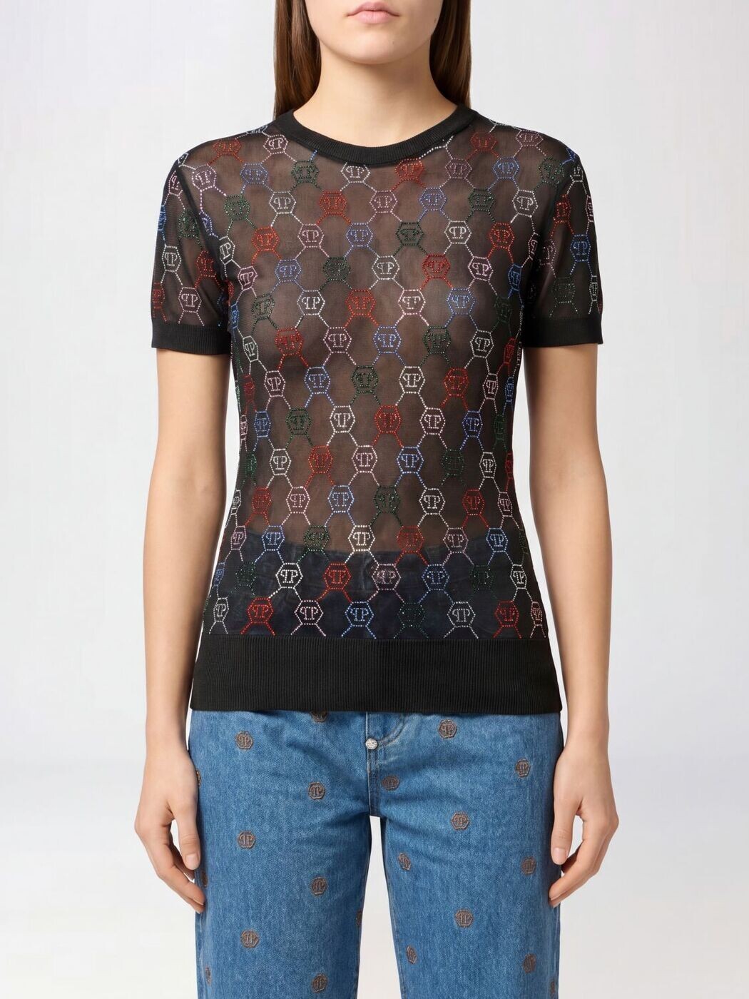 フィリップ飾り気の無い PHILIPP PLEIN スウェーター 編み物お召しもの レディース 黒いこと Knitwear SAFCWKK0309PKN002N 関税 貨物輸送無料 2026SS gi