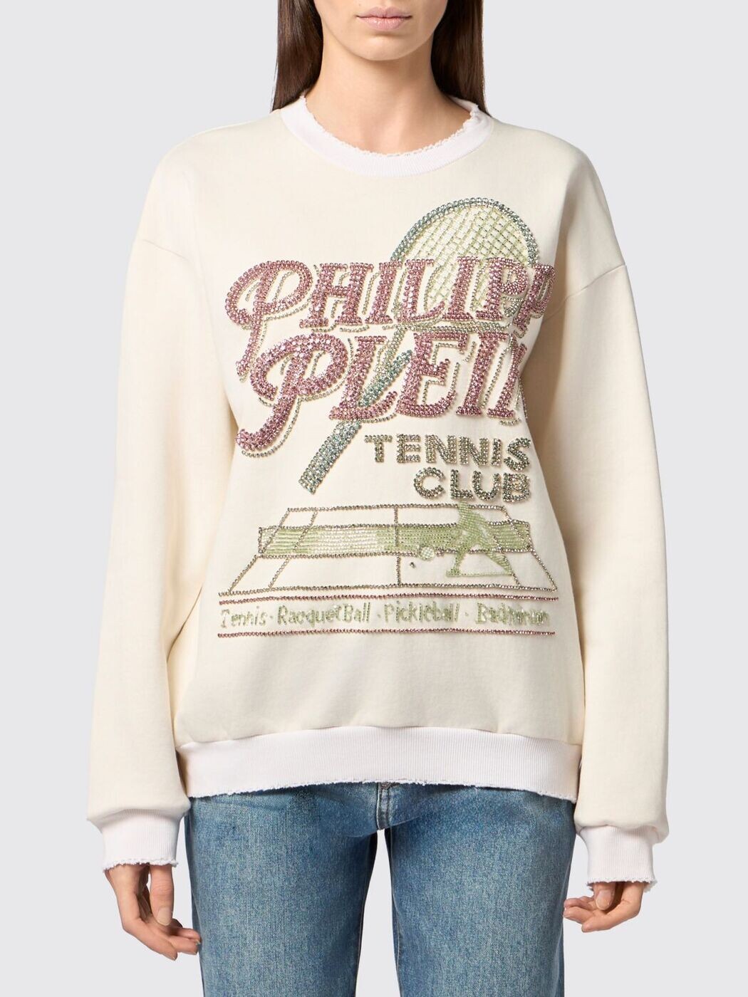 フィリップ飾り気の無い PHILIPP PLEIN 調教師 レディース 白いこと Sweatshirts PAFCWJO1112PTE180N 関税 貨物輸送無料 2026SS gi