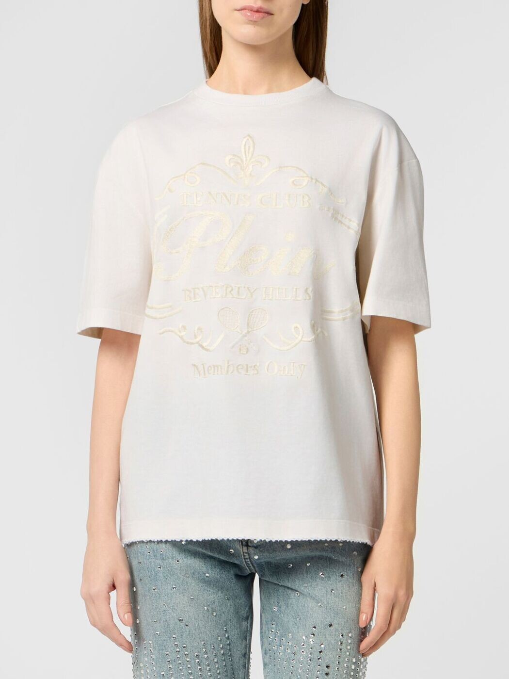 フィリップ飾り気の無い PHILIPP PLEIN スポーツシャツ ティーシャツ レディース 白いこと T-shirts and polo shirts PAFCWTK3929PJY002N 関税 貨物輸送無料 2026SS gi