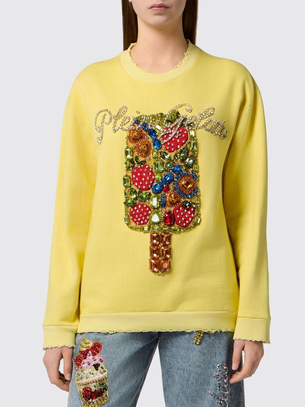 フィリップ飾り気の無い PHILIPP PLEIN 調教師 レディース 黄色 Sweatshirts PAFCWJO1115PTE180N 関税 貨物輸送無料 2026SS gi