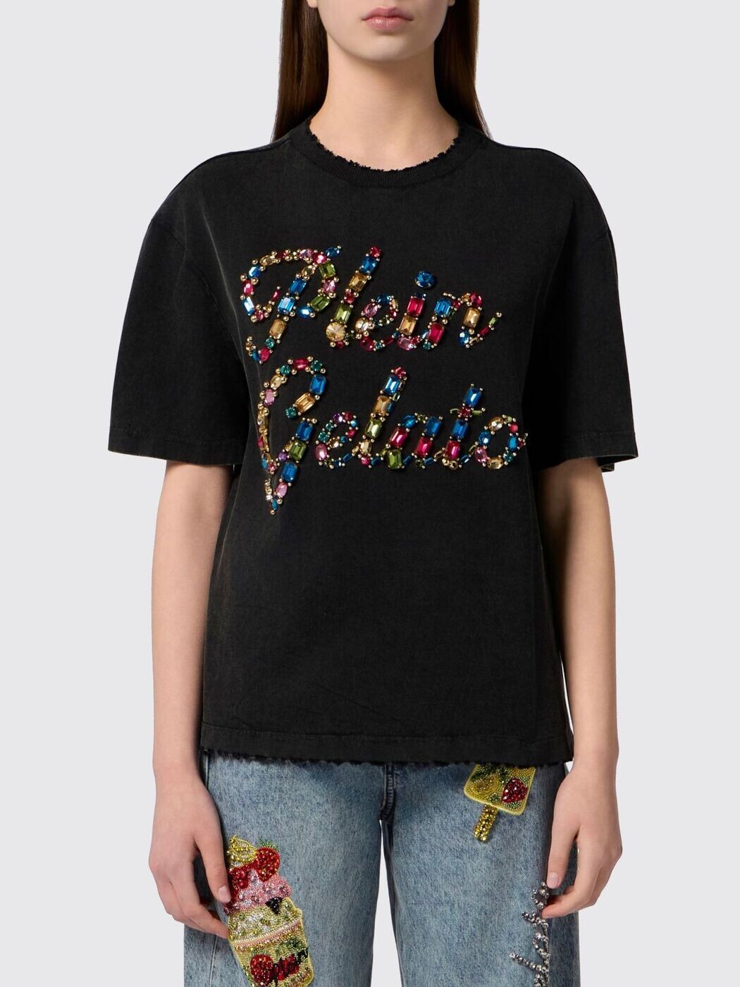 フィリップ飾り気の無い PHILIPP PLEIN スポーツシャツ プルオーバー レディース 黒いこと T-shirts and polo shirts PAFCWTK3946PJY002N 関税 貨物輸送無料 2026SS gi