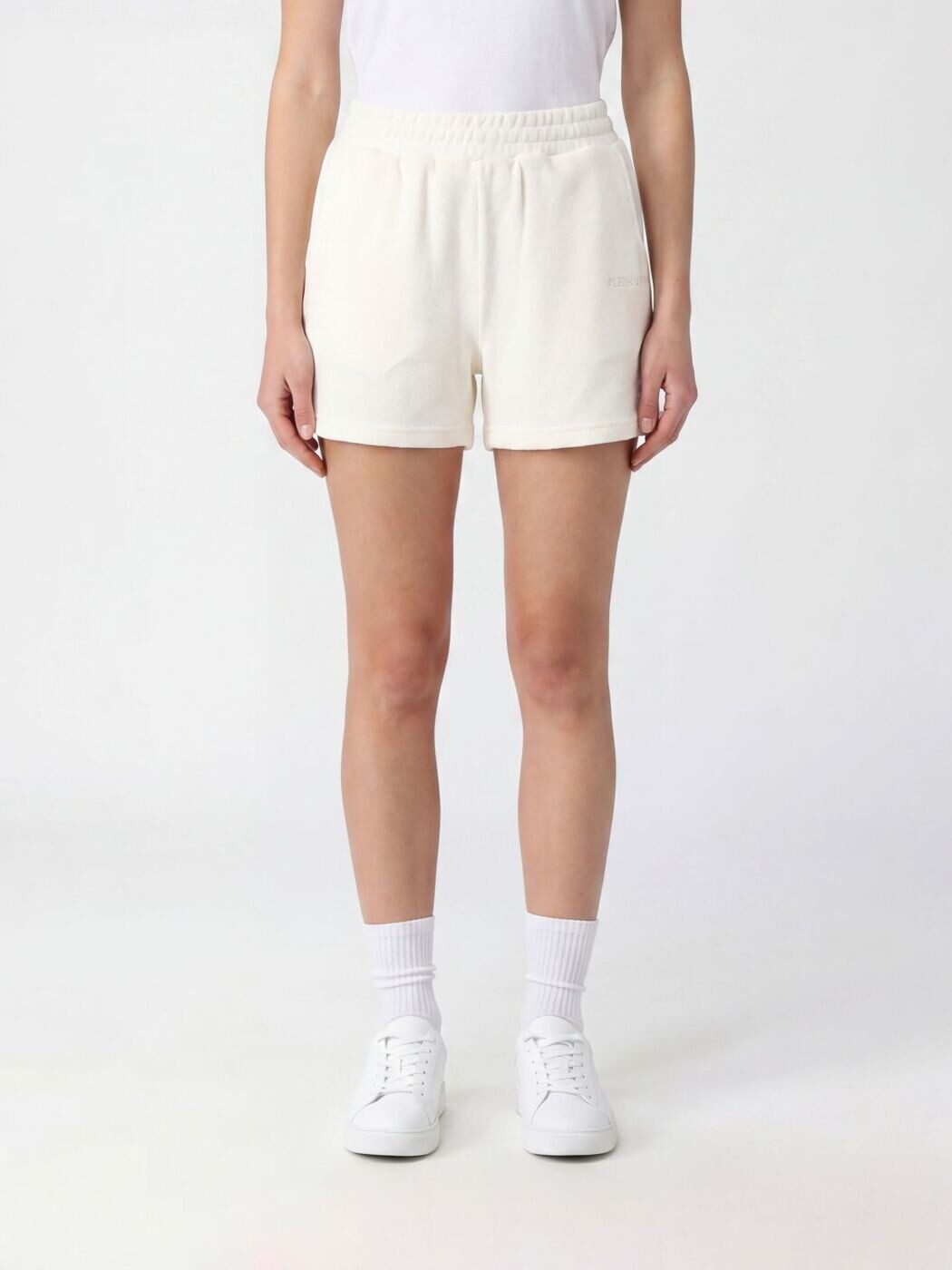 飾り気の無い・運動競技 PLEIN SPORT ジーンズさる股引き さる股引き レディース 白いこと Denim shorts FAECWJT2124STE003N White 関税 貨物輸送無料 2026SS gi