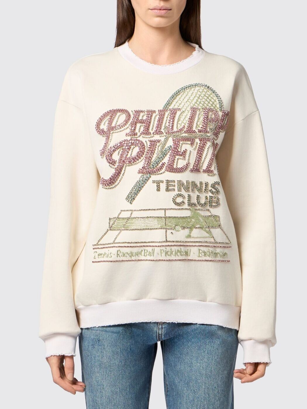 フィリップ飾り気の無い PHILIPP PLEIN 調教師 レディース 白いこと Sweatshirts PAFCWJO1110PTE180N 関税 貨物輸送無料 2026SS gi