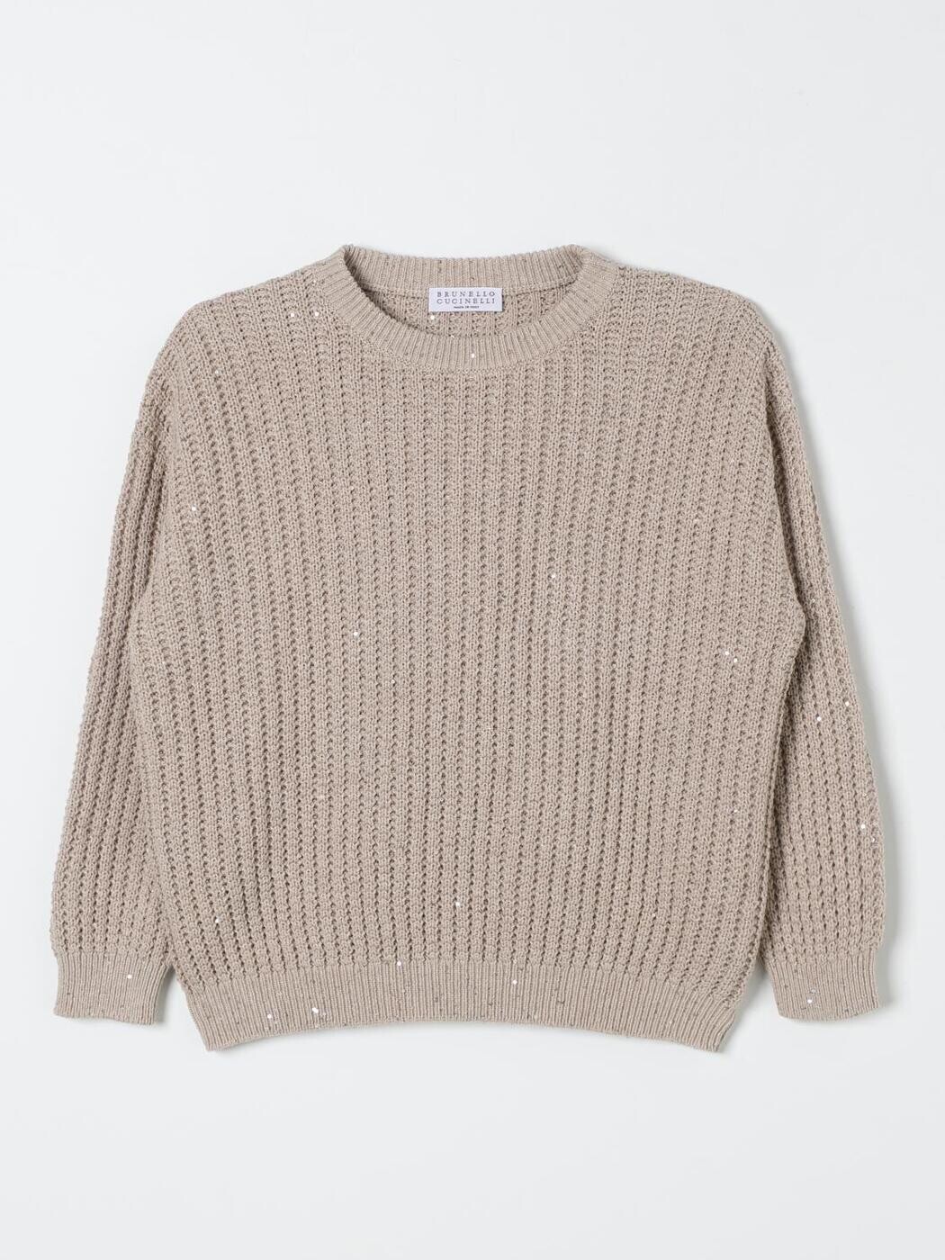 ブルネロ クチネリ BRUNELLO CUCINELLI クルーネックジャンパー 編み物御召しもの ガールズ ベージュ Crew neck jumpers BDVM78100 関税 貨物輸送無料 2025AW gi