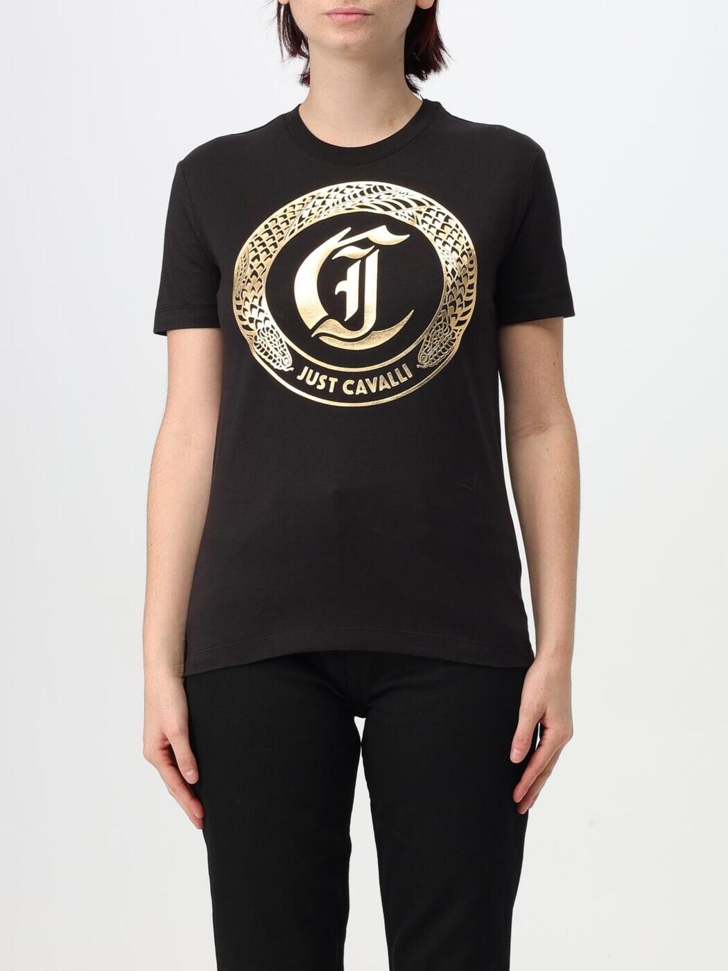 ジャスト カヴァリ JUST CAVALLI スポーツシャツ プルオーバー レディース 黒いこと T-shirts and polo shirts 77PAHT01CJ500 関税 貨物輸送無料 2024AW gi