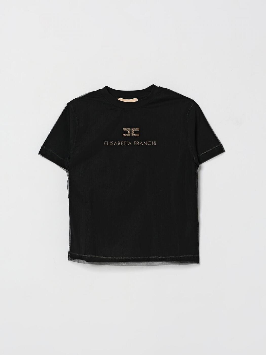 エリザベッタ フランキ ELISABETTA FRANCHI 天使の都市 MIA BAMBINA ロング衣袂ティーシャツ ティーシャツ ガールズ 黒いこと Long sleeve t-shirts EFTS255JE006 関税 貨物輸送無料 2026SS gi