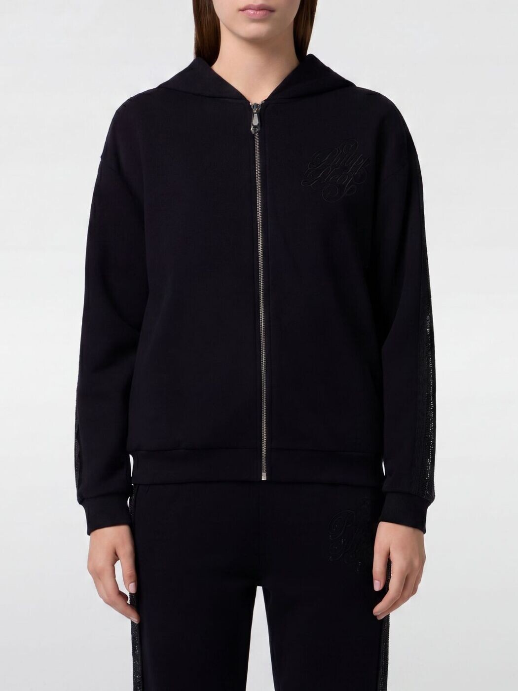 フィリップ飾り気のない PHILIPP PLEIN 調教師 レディース 黒いこと Sweatshirts SAFCWJB1935PTE003N 関税 貨物輸送無料 2026SS gi