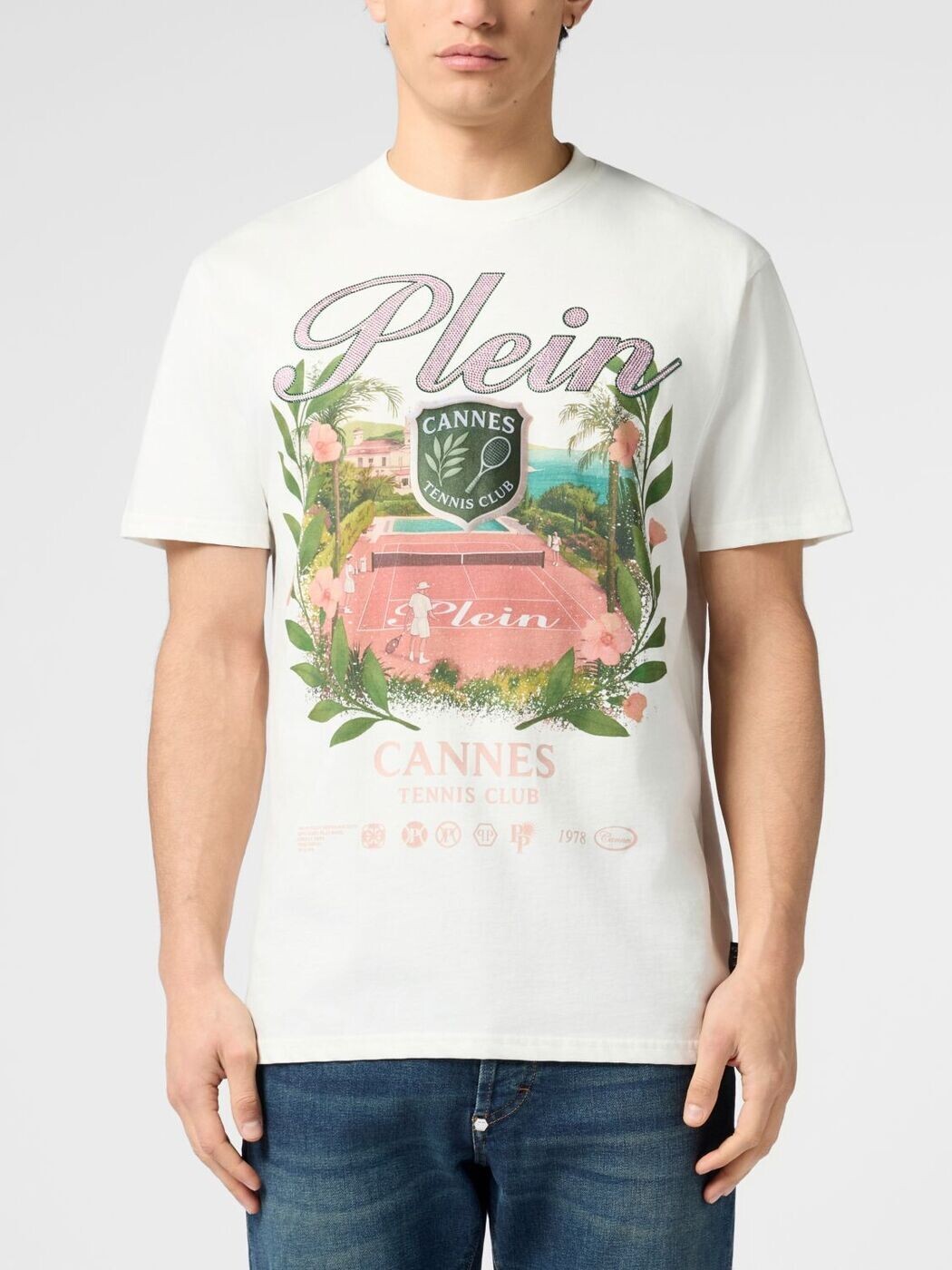 フィリップ 飾り気のない PHILIPP PLEIN ティーシャツ メンズ 白いこと T-shirts PAFCMTK9062PJY002N 関税 貨物輸送無料 2026SS gi
