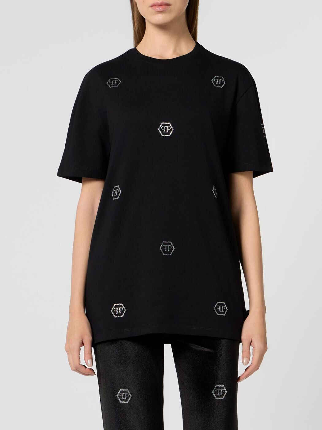 フィリップ飾り気のない PHILIPP PLEIN スポーツシャツ ティーシャツ レディース 黒いこと T-shirts and polo shirts SAFCWTK3840PJY002N 関税 貨物輸送無料 2026SS gi