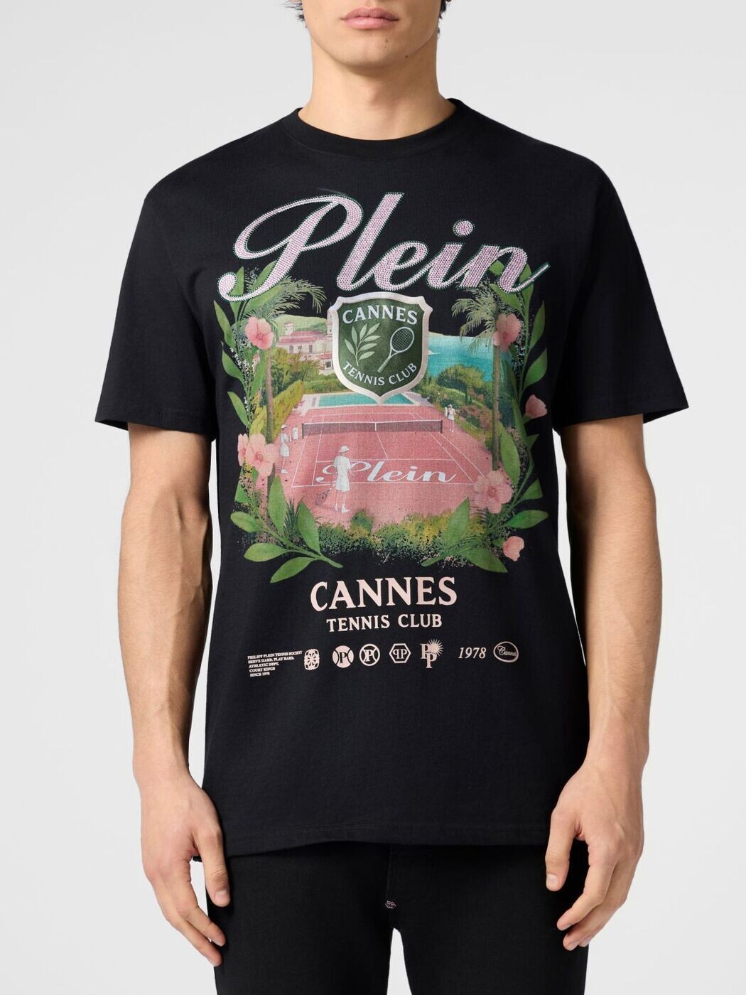 フィリップ 飾り気のない PHILIPP PLEIN ティーシャツ メンズ 黒いこと T-shirts PAFCMTK9062PJY002N 関税 貨物輸送無料 2026SS gi