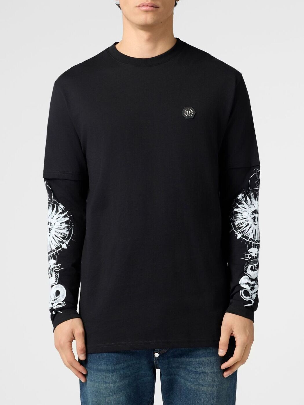 フィリップ 飾り気のない PHILIPP PLEIN ティーシャツ メンズ 黒いこと T-shirts SAFCMTK8859PJY002N 関税 貨物輸送無料 2026SS gi