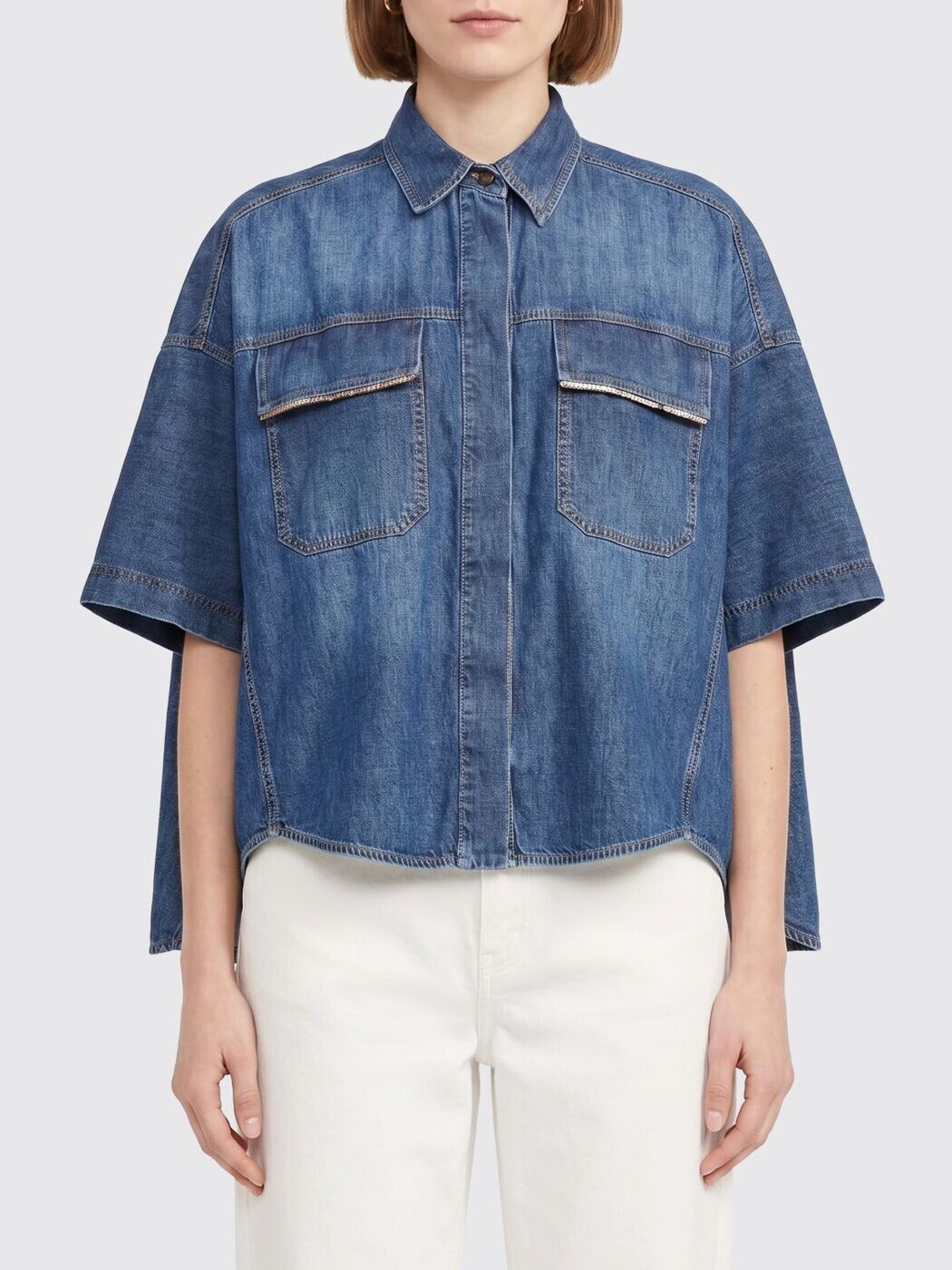 ブルネロクチネリ BRUNELLO CUCINELLI プルオーバー レディース 青碧 Shirts MH192RB506 関税 貨物輸送無料 2026SS gi