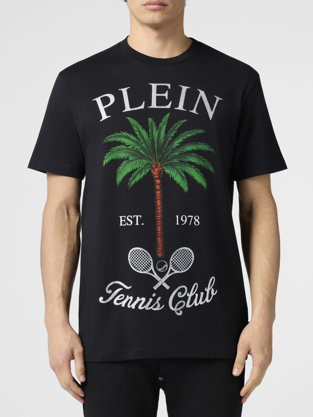 フィリップ 飾り気のない PHILIPP PLEIN ティーシャツ メンズ 黒いこと T-shirts PAFCMTK9036PJY002N 関税 貨物輸送無料 2026SS gi
