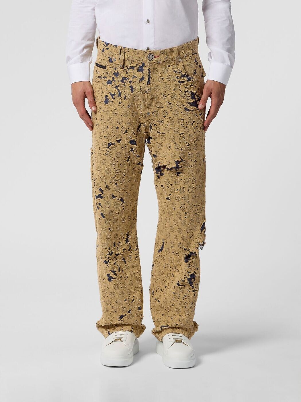 フィリップ 飾り気の無い PHILIPP PLEIN ジーンズ メンズ ベージュ Jeans SAFCMDT4278PDE004N 関税 貨物輸送無料 2026SS gi