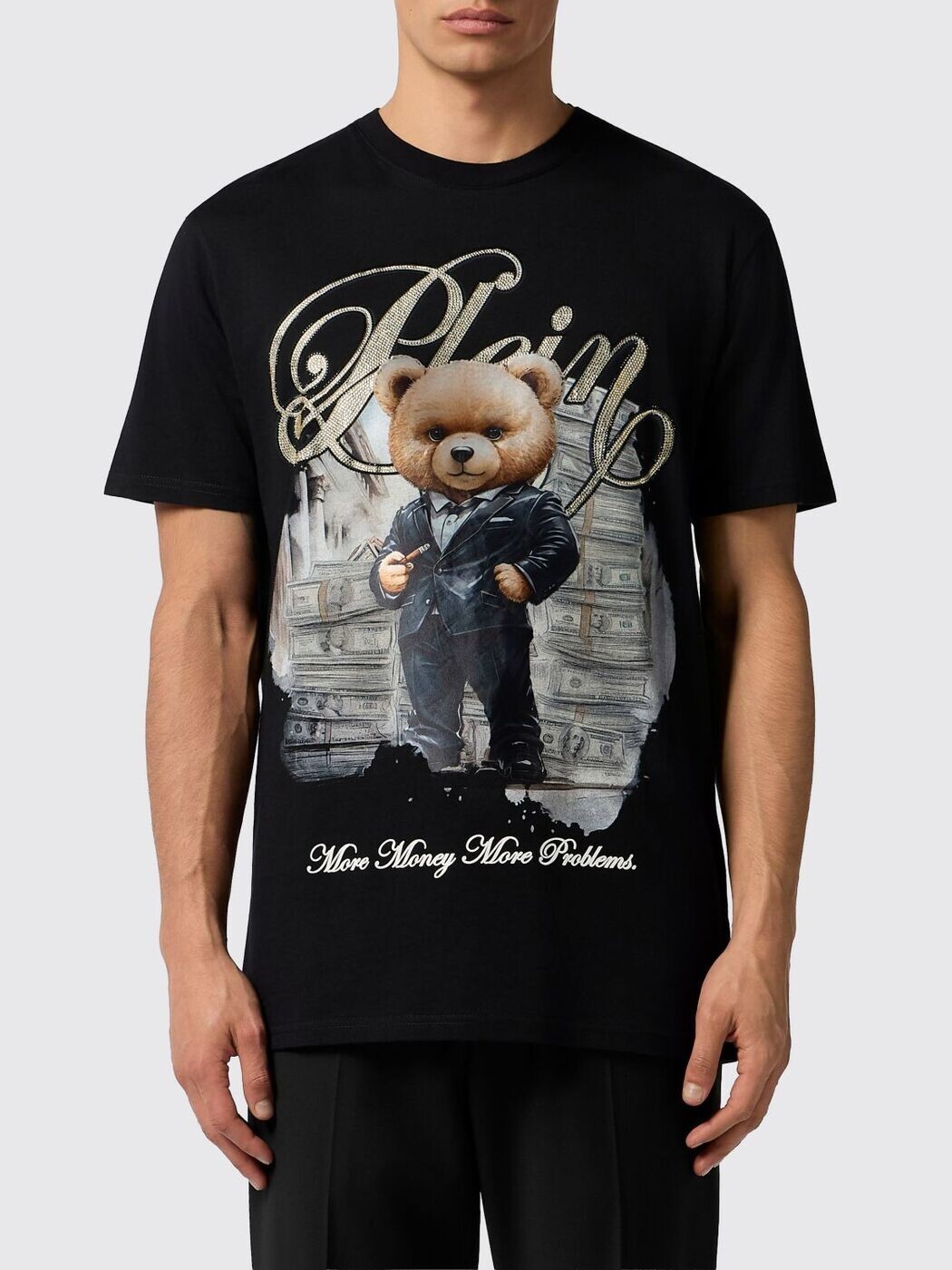 フィリップ 飾り気のない PHILIPP PLEIN ティーシャツ メンズ 黒いこと T-shirts SAFCMTK8896PJY002N 関税 貨物輸送無料 2026SS gi
