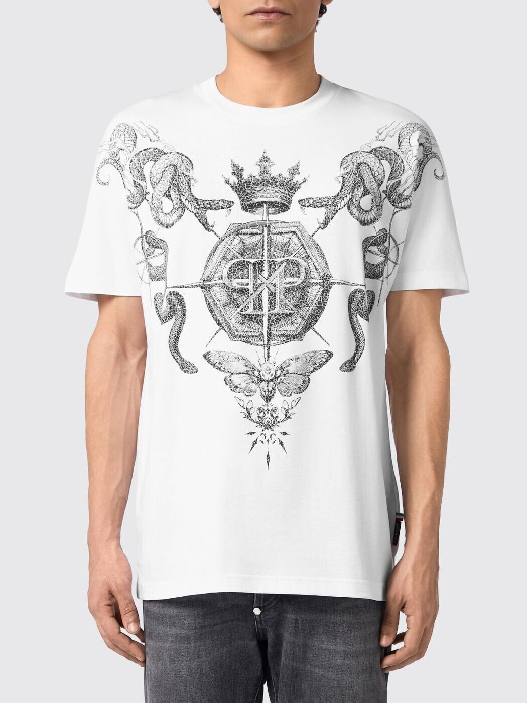 フィリップ 飾り気のない PHILIPP PLEIN ティーシャツ メンズ 白いこと T-shirts SAFCMTK8822PJY002N 関税 貨物輸送無料 2026SS gi