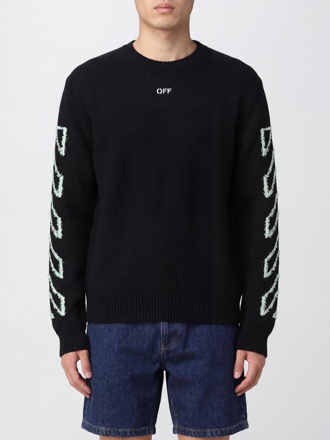 象牙色 OFF WHITE プルオーバー 編み物御召しもの メンズ 赤いこと Knitwear 44MHE087S26K001 関税 貨物輸送無料 2026SS gi