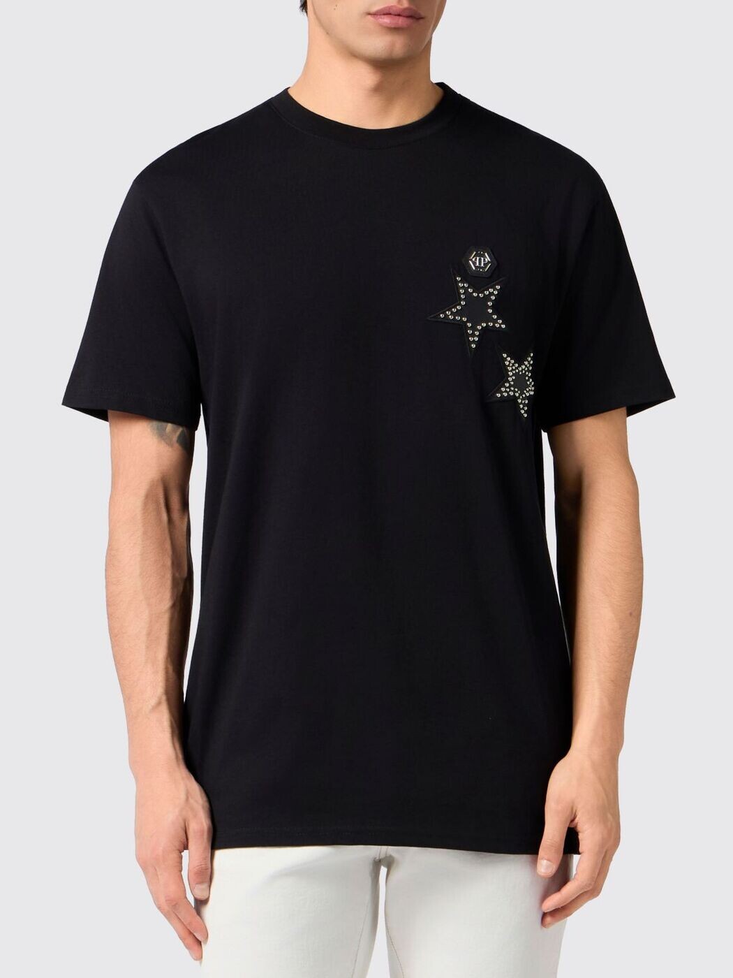 フィリップ 飾り気のない PHILIPP PLEIN ティーシャツ メンズ 黒いこと T-shirts SAFCMTK8907PJY002N 関税 貨物輸送無料 2026SS gi