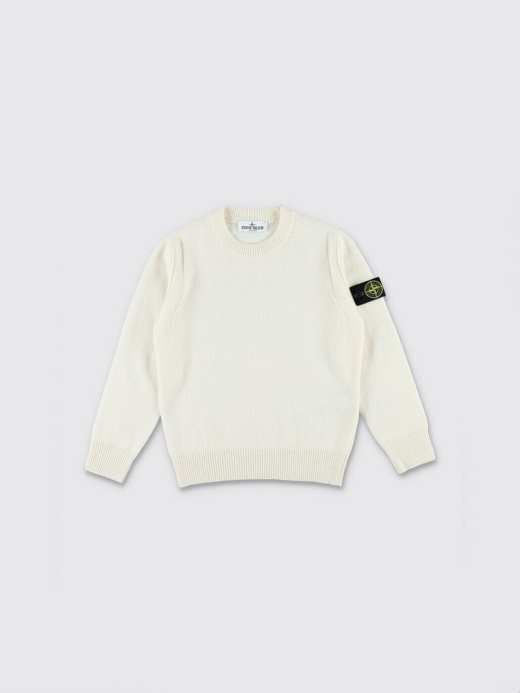 石ころ 島 STONE ISLAND JUNIOR クルーネックジャンパー 編み物御召しもの ボーイズ 白いこと Crew neck jumpers 5100002S00M1 White 関税 貨物輸送無料 2026AW gi