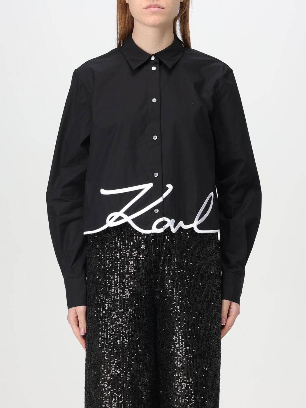 カール ラガーフェルド KARL LAGERFELD シャツ レディース ブラック Shirts 226W1605 Black 関税 送料無料 2026SS gi|BRANDSHOP「il Tesoro」