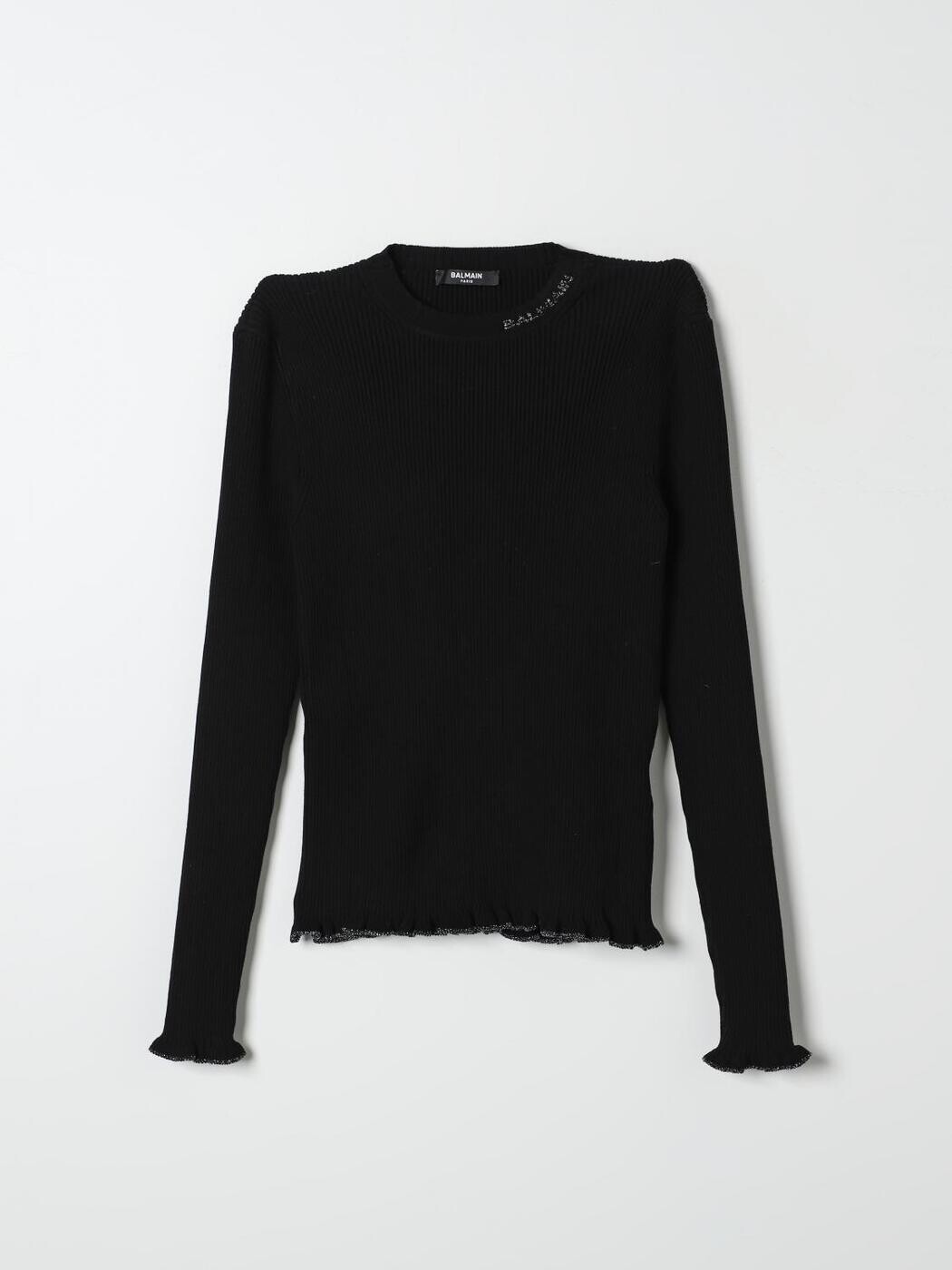 バルマン BALMAIN クルーネックジャンパー 編み物御召しもの ガールズ 黒いこと Crew neck jumpers BV9A20Z2358 関税 貨物輸送無料 2025AW gi