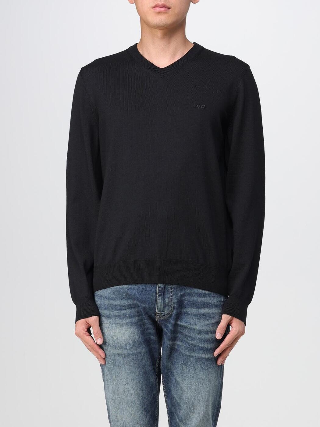 雇い主 BOSS プルオーバー 編み物御召しもの メンズ Knitwear 50476363 Black 1 関税 貨物輸送無料 2023AW gi
