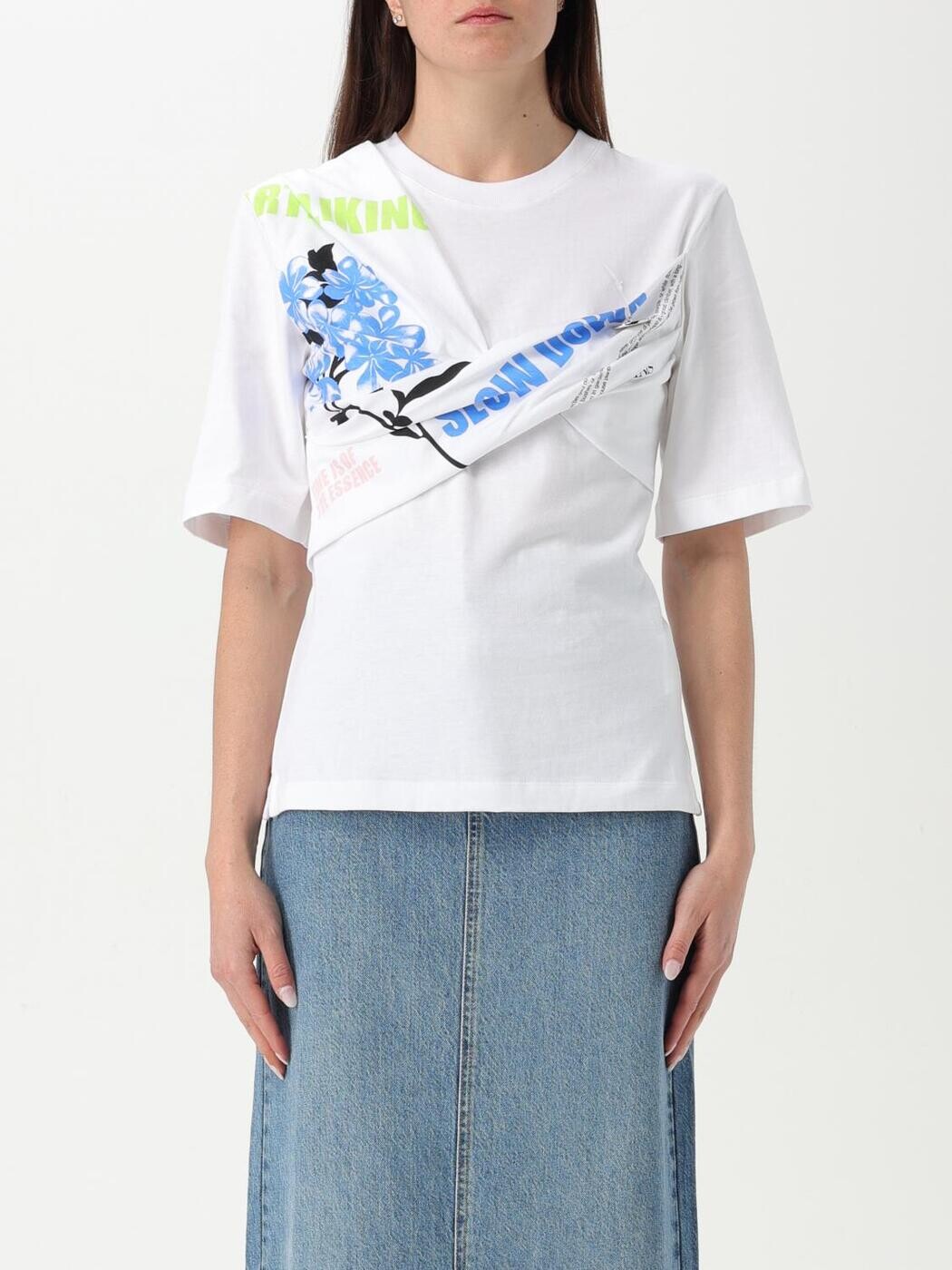 モスキーノ デニム MOSCHINO JEANS スポーツシャツ プルオーバー レディース 白いこと T-shirts and polo shirts 12093229 関税 貨物輸送無料 2025SS gi