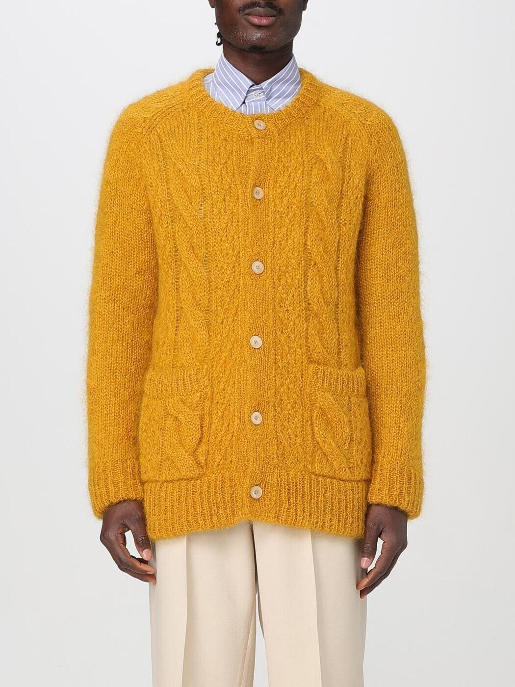 バレンチノ VALENTINO ティーシャツ 編み物御召しもの メンズ 黄色 Knitwear 6V3KA04KAPB 関税 貨物輸送無料 2025AW gi