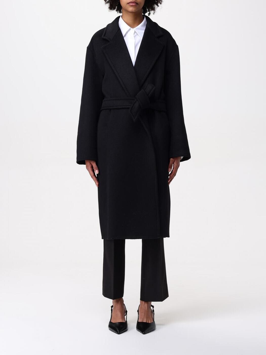 マックス パンパノウサギ MAX MARA トレンチコート 厚地の外套 レディース 黒いこと Coats and trench coats 2511011101600 関税 貨物輸送無料 2025AW gi